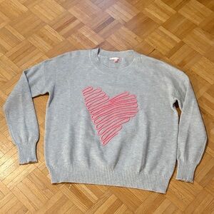 Lisa Todd Gray Sweater with Pink Heart Design